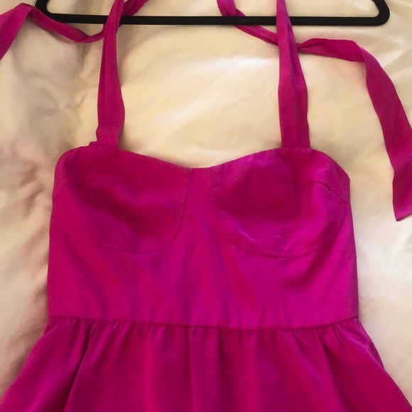 NWT Britt RYAN Fushia Silk Bustier Halter Dress - Picture 3 of 7